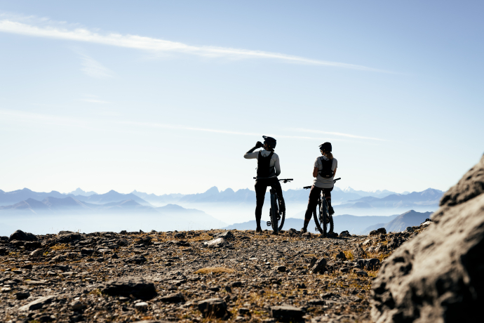 Mountainbiker auf dem Berg